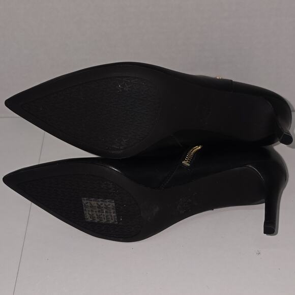 Michael Kors Alina Black Leather Ankle Boots Stiletto Heel Pointed Toe Womens 8M - Picture 11 of 16